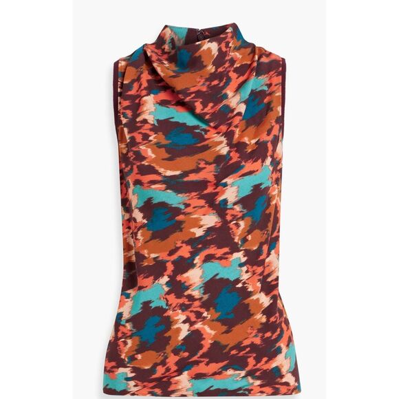 ULLA JOHNSON Cleo printed crepe top in Orange NWT Size 4 - Picture 1 of 8